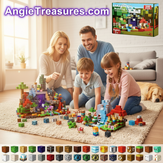 300pc Set Magnetic Building Blocks + Storage Box
