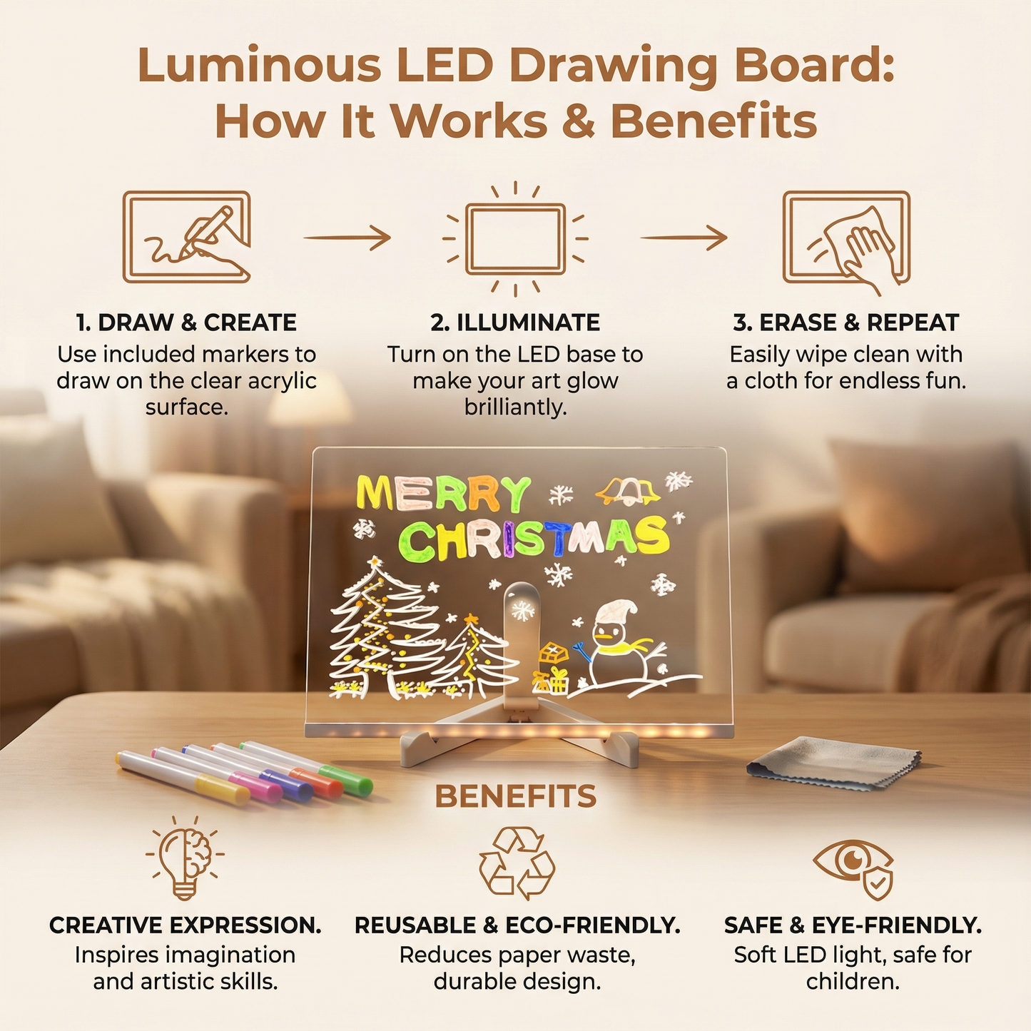 WonderGlow™ LED Drawing Board for Kids